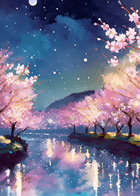 Beautiful night cherry blossoms#359