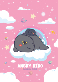 Angry Dino Rainbow Cloud Pink