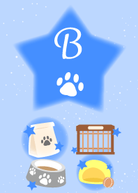 【B】イニシャル 肉球とかわいい星×青