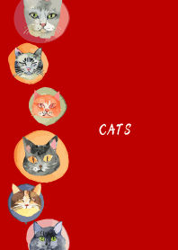 holiday cats3 on red & beige