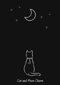 Cat and Moon Charm (black)