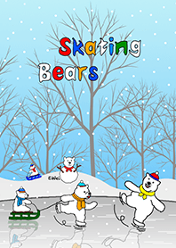 Skating Bears. (White) 2