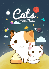Three Cats Moon Night