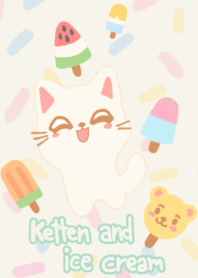Kitten and ice cream