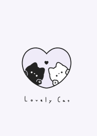Pair Cats in Heart(line)/lavender purpl