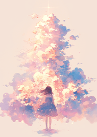 Powder purple cloud girl