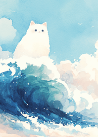 海浪上的白貓❤️