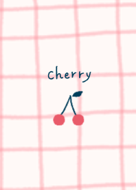 Handwritten red check and cherry