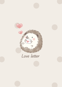 Hedgehog and Love letter -brown- dot