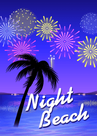 Night Beach-2- 夜のリゾートビーチの花火