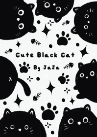 Cute Black Cat (White) No.03 By JaJa