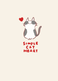 simple black and white cat heart beige.