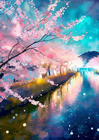Beautiful night cherry blossoms#952