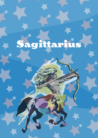 sagittarius constellation on blue