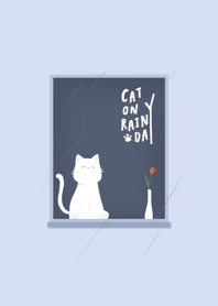 Cat on rainy day