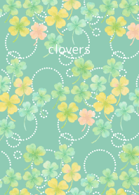 Colorful Clover on blue green