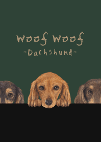 Woof Woof- dachshund L -CHRISTMAS GREEN