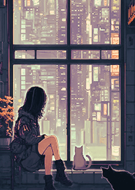 霓虹城市少女與貓7.5 社區活動中心 深藍色