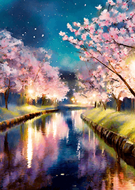 Beautiful night cherry blossoms#1799