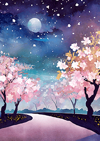 Beautiful night cherry blossoms#2487