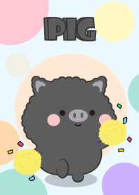 Color Cute Black Pig  FuFu Theme