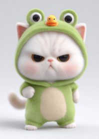 Nova the white cat in frog costume 3_03