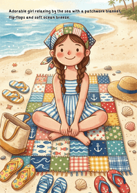 Patchwork Beach Picnic Girl
