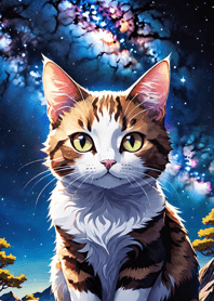 Night Moon Star Cat 4dEF18