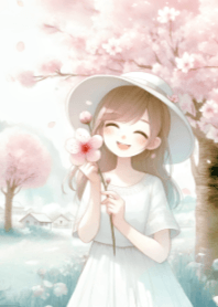 Pretty Girl and Cherry Blossom V.2