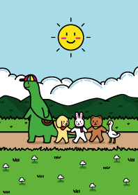 Happy dino and animals walking.1