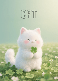 Pretty White Cat in Clover Land (JP)