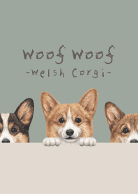 Woof Woof - Welsh Corgi 01 - GREEN GRAY