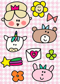 (Happy girl and animals )