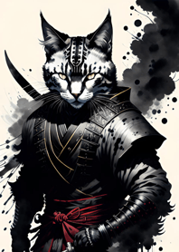 Ink wash cat samurai 33416a