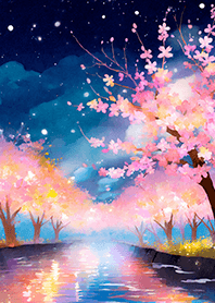 Beautiful night cherry blossoms#1910