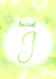 【J】イニシャル❤️ハート-黄緑-