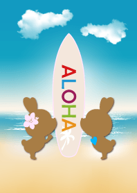 suntan rabbits and surfboard ALOHA 7.