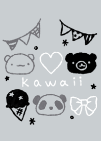 kawaii くま白くまパンダ モノトーン