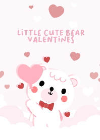 Little Cute Bear White Valentines Pink