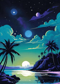 Night by the sea starlit sky moon f6a7