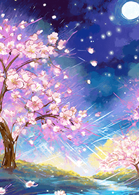 Beautiful night cherry blossoms#1356