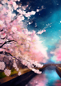 Beautiful night cherry blossoms#2424