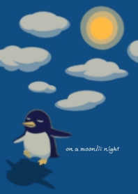 A penguin walk on a moonlit night