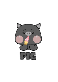 Simple Black  Pig  Love Food Theme