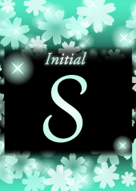 S-Initial-Flower-Mint blue&black