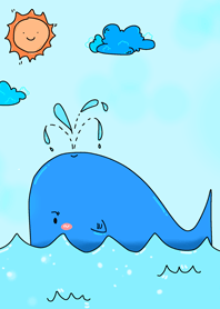Whales in sea blue.