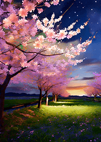 Beautiful night cherry blossoms#1080