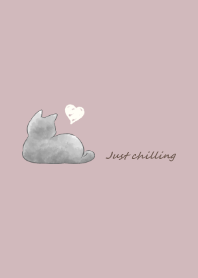 Cat and hand drawn heart -smoky pink-