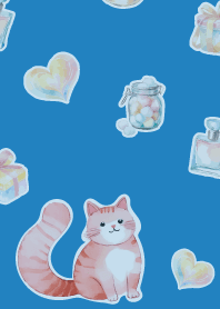 Girly Cat on blue