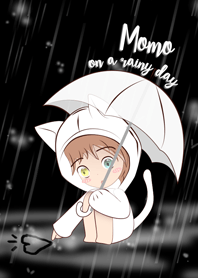 Momo in hood cat on a rainy day (JP)